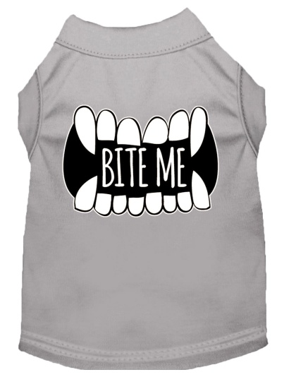 Bite Me Screen Print Dog Shirt Grey Lg