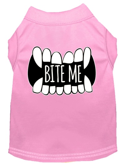 Bite Me Screen Print Dog Shirt Light Pink Lg