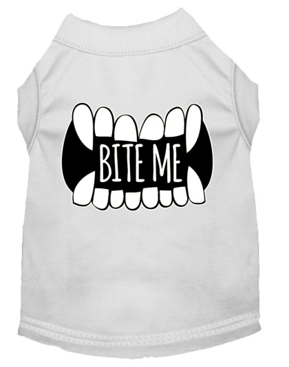 Bite Me Screen Print Dog Shirt White Lg