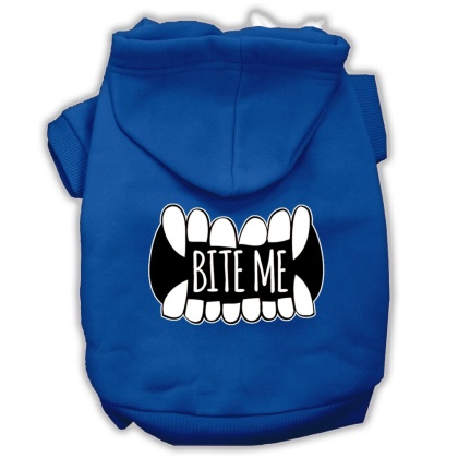 Bite Me Screenprint Dog Hoodie Blue L