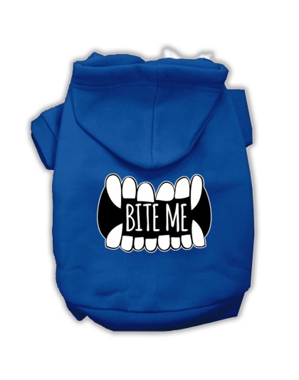 Bite Me Screenprint Dog Hoodie Blue L