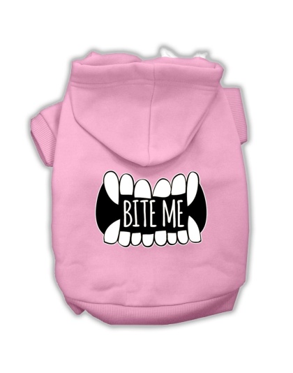 Bite Me Screenprint Dog Hoodie Light Pink L