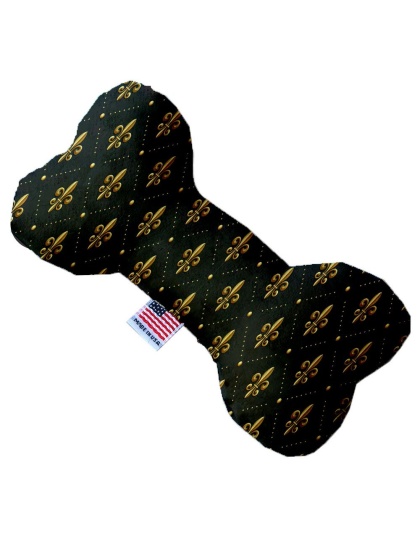 Black and Gold Fleur de Lis 10 inch Canvas Bone Dog Toy