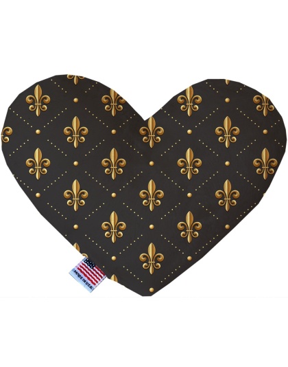 Black and Gold Fleur de Lis 6 inch Canvas Heart Dog Toy