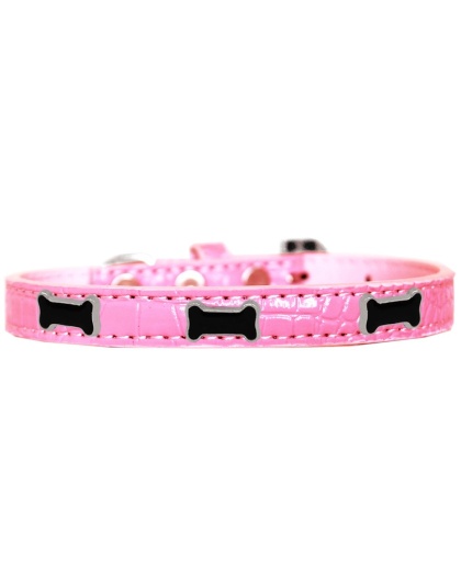 Black Bone Widget Croc Dog Collar Light Pink Size 10