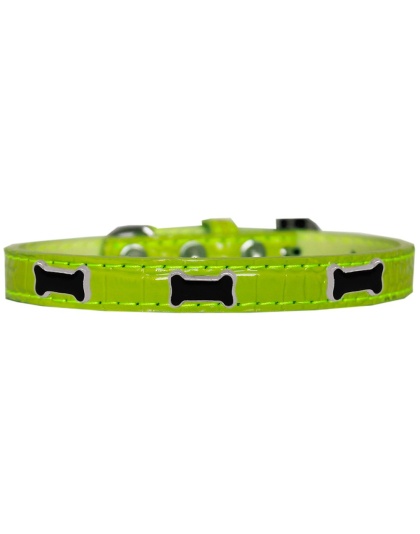 Black Bone Widget Croc Dog Collar Lime Green Size 10