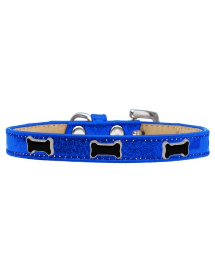 Black Bone Widget Dog Collar Blue Ice Cream Size 10