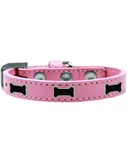 Black Bone Widget Dog Collar Light Pink Size 10