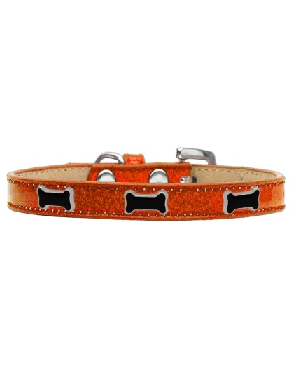 Black Bone Widget Dog Collar Orange Ice Cream Size 10