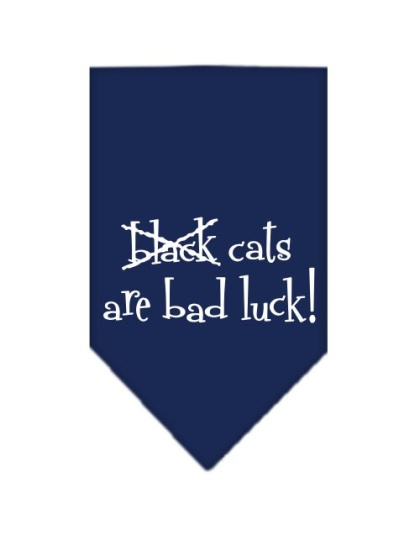 Black Cats are Bad Luck Screen Print Bandana Navy Blue large