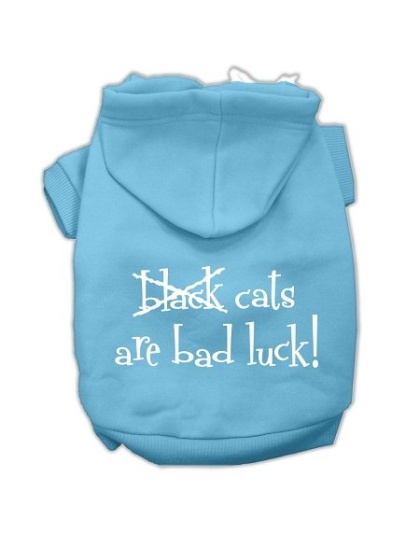 Black Cats are Bad Luck Screen Print Pet Hoodies Baby Blue Size L