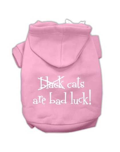 Black Cats are Bad Luck Screen Print Pet Hoodies Light Pink Size L