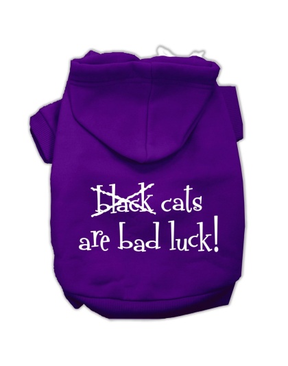 Black Cats are Bad Luck Screen Print Pet Hoodies Purple Size L