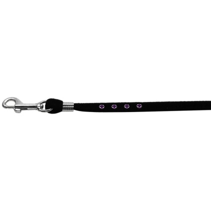 Black Velvet Leash Silver Hardware Amethyst Stones