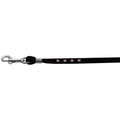 Black Velvet Leash Silver Hardware Rose Stones