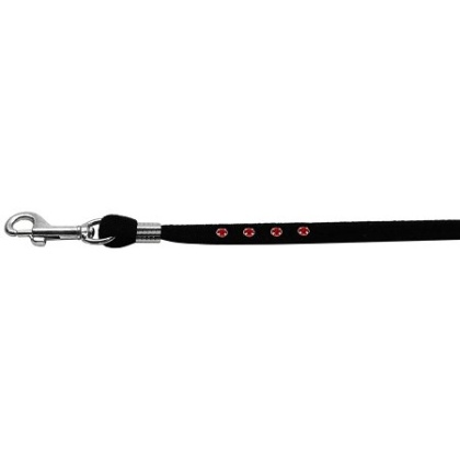 Black Velvet Leash Silver Hardware Ruby Stones