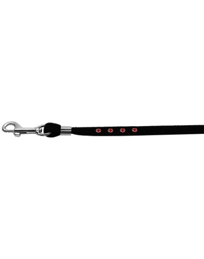 Black Velvet Leash Silver Hardware Ruby Stones