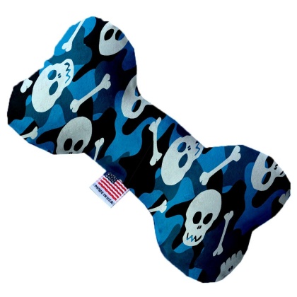 Blue Camo Skulls 10 Inch Canvas Bone Dog Toy