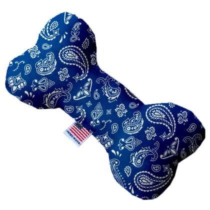 Blue Western 10 Inch Canvas Bone Dog Toy