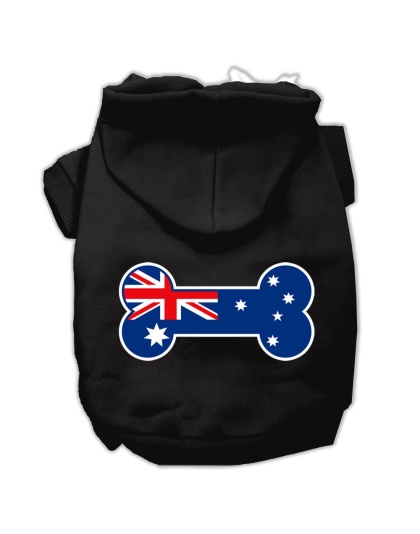 Bone Shaped Australian Flag Screen Print Pet Hoodies Black L