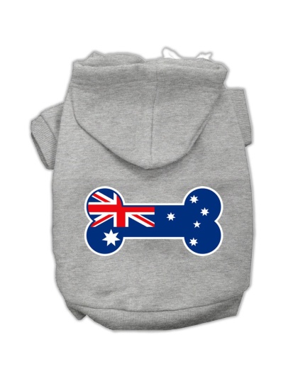 Bone Shaped Australian Flag Screen Print Pet Hoodies Grey L