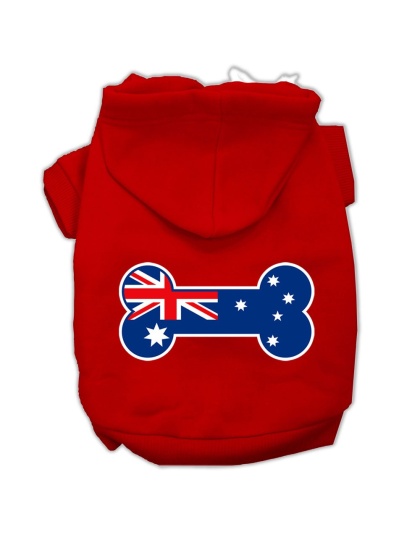 Bone Shaped Australian Flag Screen Print Pet Hoodies Red Size L