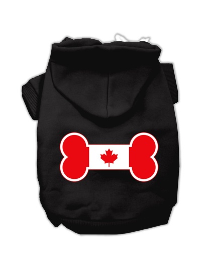 Bone Shaped Canadian Flag Screen Print Pet Hoodies Black L