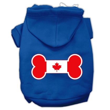 Bone Shaped Canadian Flag Screen Print Pet Hoodies Blue L