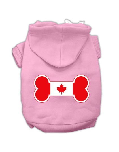 Bone Shaped Canadian Flag Screen Print Pet Hoodies Light Pink Size L