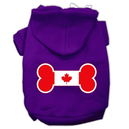 Bone Shaped Canadian Flag Screen Print Pet Hoodies Purple L