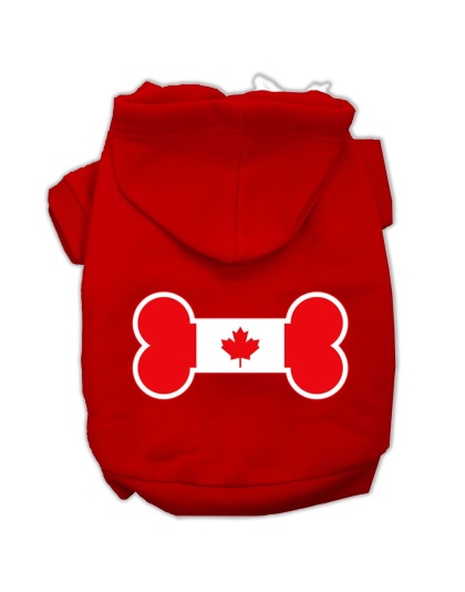 Bone Shaped Canadian Flag Screen Print Pet Hoodies Red L