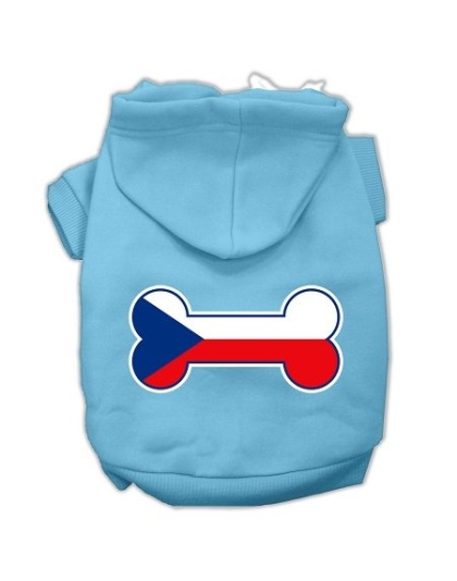 Bone Shaped Czech Republic Flag Screen Print Pet Hoodies Baby Blue L