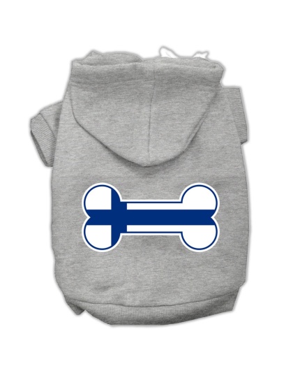 Bone Shaped Finland Flag Screen Print Pet Hoodies Grey L