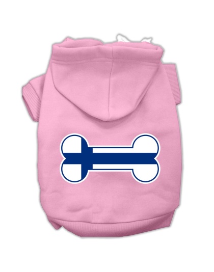Bone Shaped Finland Flag Screen Print Pet Hoodies Light Pink Size L