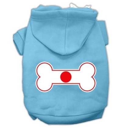 Bone Shaped Japan Flag Screen Print Pet Hoodies Baby Blue L