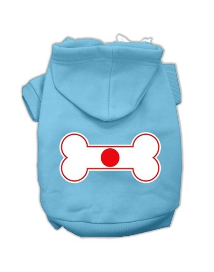 Bone Shaped Japan Flag Screen Print Pet Hoodies Baby Blue L