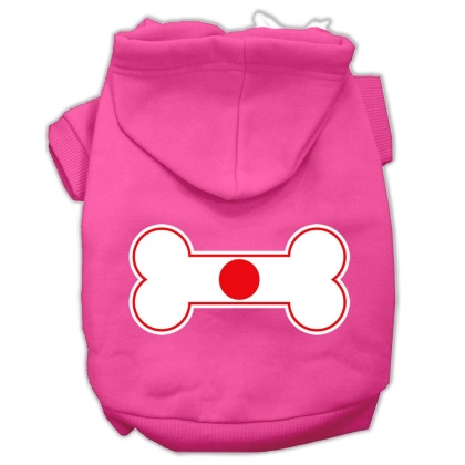 Bone Shaped Japan Flag Screen Print Pet Hoodies Bright Pink Size L