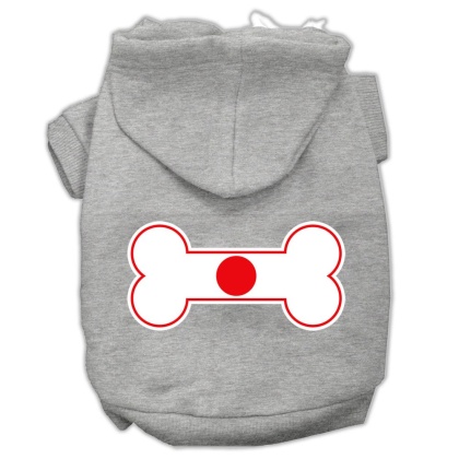 Bone Shaped Japan Flag Screen Print Pet Hoodies Grey L