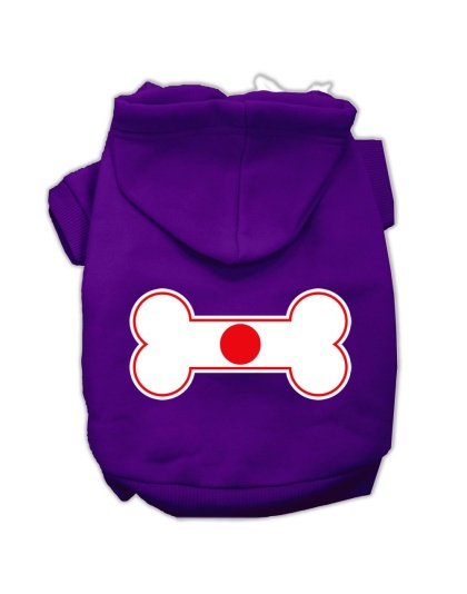Bone Shaped Japan Flag Screen Print Pet Hoodies Purple Size L