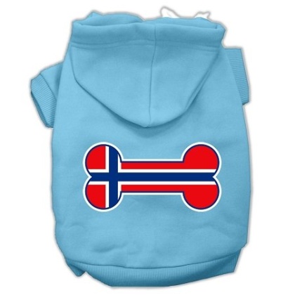 Bone Shaped Norway Flag Screen Print Pet Hoodies Baby Blue L