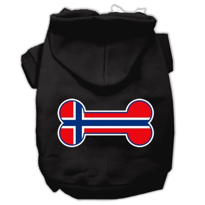 Bone Shaped Norway Flag Screen Print Pet Hoodies Black L