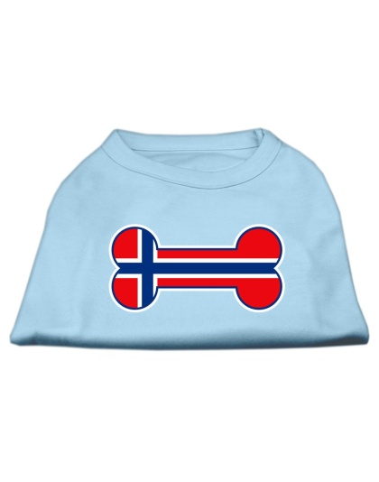 Bone Shaped Norway Flag Screen Print Shirts Baby Blue L