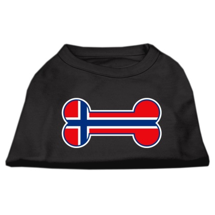 Bone Shaped Norway Flag Screen Print Shirts Black L