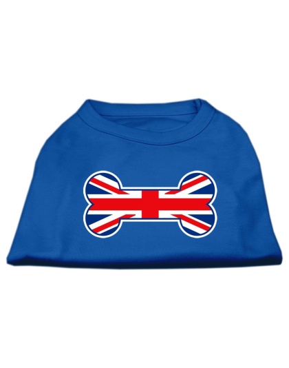 Bone Shaped United Kingdom (Union Jack) Flag Screen Print Shirts Blue Lg