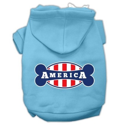 Bonely in America Screen Print Pet Hoodies Baby Blue Size Lg