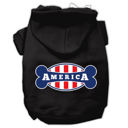 Bonely in America Screen Print Pet Hoodies Black Size Lg