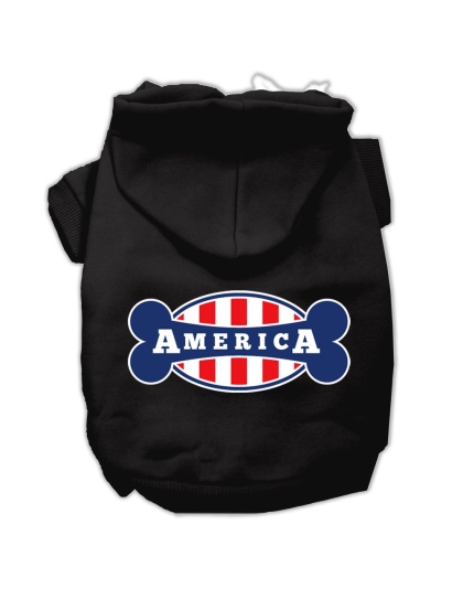 Bonely in America Screen Print Pet Hoodies Black Size Lg