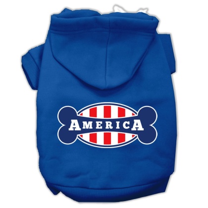 Bonely in America Screen Print Pet Hoodies Blue Size Lg