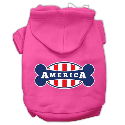 Bonely in America Screen Print Pet Hoodies Bright Pink Size Lg