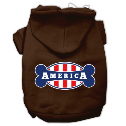 Bonely in America Screen Print Pet Hoodies Brown Size Lg